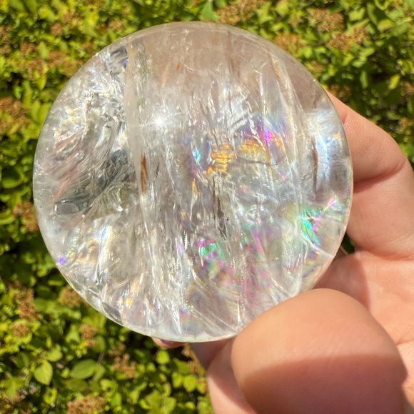 Incredible Rainbow Filled Clear Quartz Sphere - Picture 3 of 9